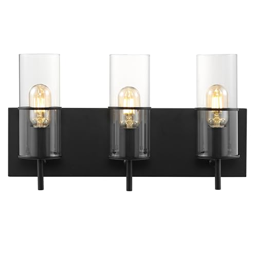 SAFAVIEH Lighting Collection Jester Black/Clear 3-Light Wall Sconce Light Fixtu…