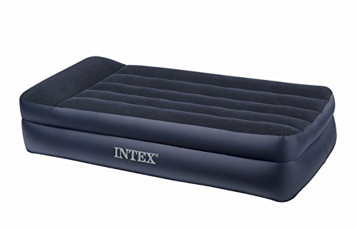 Intex Pillow Rest Raised Airbed with Built-in Pillow and Electric Pump, Twin, Bed Height 16.5″