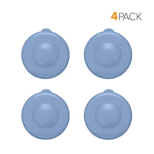 Brio Dew Cap Crown Top Replacement Cap - 4 Pack - 55mm Snap On Cap for Crown top lids for 3 & 5 Gallon Water Bottles (Blue)