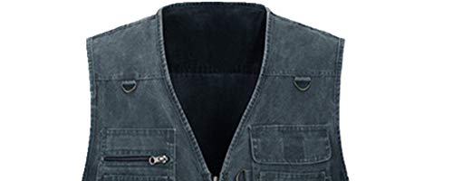 Blaue Freizeit-Anglerweste für Herren, Baumwolle, ärmellos, mit vielen Taschen, Übergröße, Outdoorweste – Bild 6
