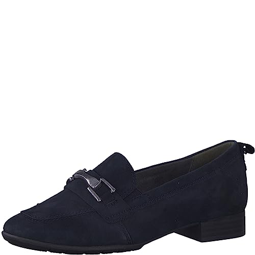 Tamaris Comfort mocassini da donna senza tacco in pelle da ufficio slip-on calzata comfort, Blu (Navy Suede), 37 EU
