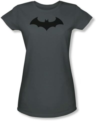 Warner Bros. Women's Batman Hush Bat Logo Juniors Charcoal T-Shirt Small Charcoal