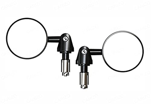 CARIZO Motorcycle Rear View Side Mirror Round Handle Bar End Convex Hawk-Eye Mirror Modified Retro Folding Mirror Compatible with TVS Ntorq 125