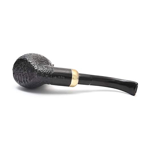 Mr. Brog Full Bent Smoking Tobacco Pipe - Model No: 21 Old Army Ebony Rusticated - Pear Wood Roots - Hand Made - Thumbnail 3