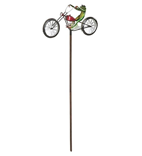 Frog Riding Motorcycle Metal Wind Spinner - 23.5 L x 10.37 W x 4.87 H