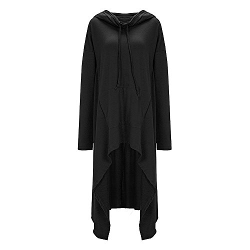 JIANLANPTT Women's Pullover Irregular Hem long Drawstring Hoodie Top Dress