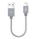 OPSO [Apple MFi Certified] 0.15M / 0.5 ft Nylon Braided Lightning 8-pin to USB Charging Cable / Cord for iPhone 7 6s 6 Plus 5s 5,iPad Pro mini iPod - Gray
