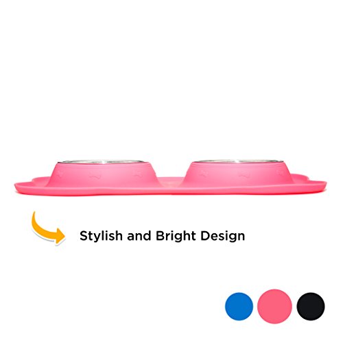 KEKS Dog Bowls Set of 2 Stainless Steel Bowls with NonSkid & No Spill