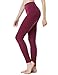 TSLA Yoga Pants Mid-Waist/High-Waist Tummy Control w Side/Hidden Pocket Series, Yogabasic Aerisoft(fyp72) – Redwood, X-Large (Size 12-14_Hip43-45 Inch)thumb 1