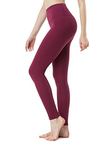 TSLA Yoga Pants Mid-Waist/High-Waist Tummy Control w Side/Hidden Pocket Series, Yogabasic Aerisoft(fyp72) – Redwood, X-Large (Size 12-14_Hip43-45 Inch)