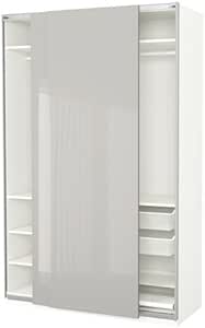 Ikea Armario, Blanco, Hasvik Gris Claro de Alto Brillo, 59x26x93 1/8