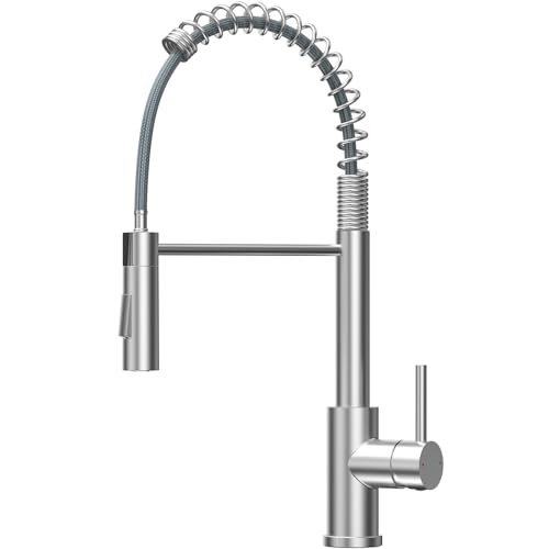 CECIPA Kitchen Sink Tap, Kitchen Mixer Tap with Pull-Out Shower, Kitchen Tap with Two Types of Water Jet, High Arc Kitchen Sink Mixer, Brushed Stainless Steel