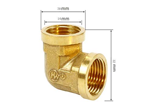 Manloney LLC 2-Pack 1/2" NPT Female Thread 90 Degree Elbow Brass Pipe Adapter Fittings with Seal Tape