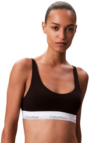 Sujetador Bralette Mujer Lightly Lined con Logotipo en la Cintura, Negro (Black), L