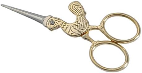 LoveinDIY Classic European Type Scissors Stainless Metal Scissors Rooster Formed for Cross Sew Chopping Embroidery Stitching Handcraft Craft Artwork Work DIY Software – Golden