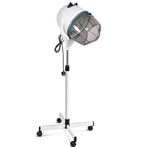 COSTWAY Portable Hair Dryer with Premium ABS Hood, Metal Stand with Universal Wheels, Adjustable