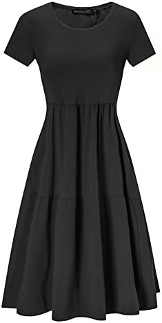 NASHALYLY Women's Summer Midi T Shirt Dresses Short Sleeve Loose Swing Dress with Pockets …