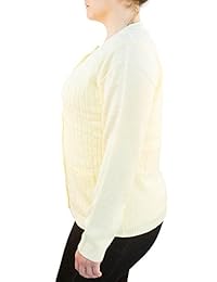 Hilo Art para mujer de manga larga dos bolsillo Cable Knit chaqueta de punto suéter