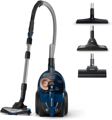Philips PowerPro Expert Aspirapolvere Senza Sacco - Motore Potente da 900W, Filtro HEPA Allergy Lock, TriActive+ per Pavimenti e Tappeti, Blu (FC9745/09)