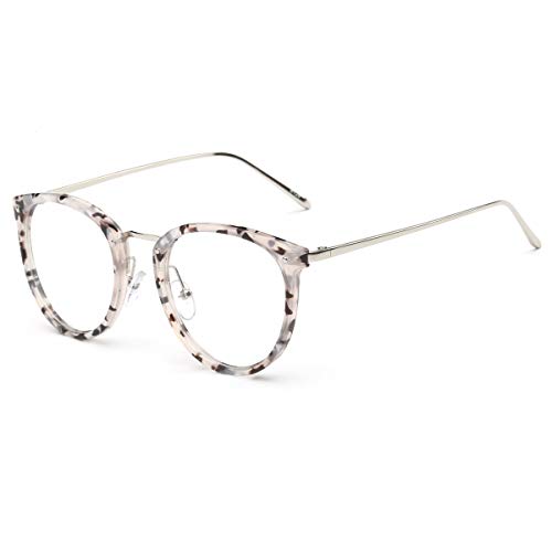 AISSWZBER Vintage Round Women Eyewear Metal Optical Frame Clear Non-prescription Eyeglasses