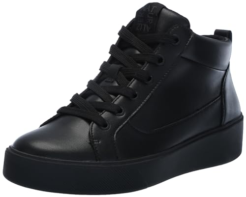 Naturalizer Womens Morrison Mid High Top Fashion Casual Sneaker Black Leather/B…