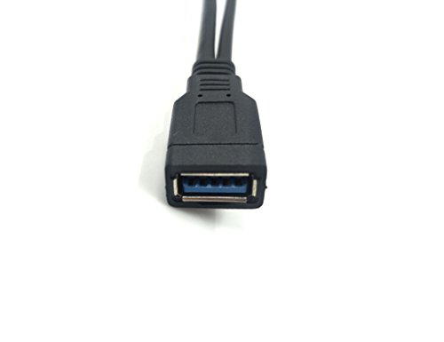 Duttek USB 3.0 Y Splitter Cable, 30CM/1ft USB 3.0 Type A Female to Dual USB Male 1 to 2 Sync Data Charging Converter Y Extension Cable Cord (One Side Only for Charging) (1FM/2M)