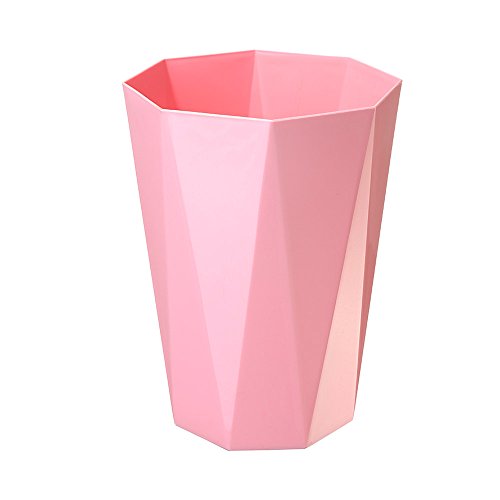 OUUD Plastic Octagon Open Trash Can, 2.2 Gallon (Pink)
