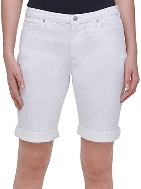 womens white denim bermuda shorts