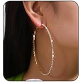 80mm Rhinestone Hoop Earrings for Women Sparkly Earrings Exaggerated Prom Earring Large Rhinestones Round Hoop Earrings Trendy Prom Wedding Jewelry