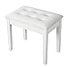 SONGMICS Piano Bench with Padded Cushion and Storage Compartment for Music Books, Vanity Stool, Tufted Wooden Piano Seat, 13.8 x 21.7 x 19.3 Inches, White ULPB55WT