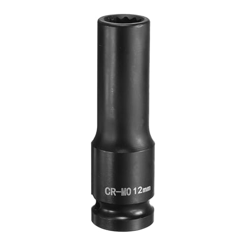 HARFINGTON 6-Point Deep Impact Socket 1/2 Inch Drive 12mm Metric Chrome Molybdenum Alloy Steel Spindle Axle Nut Impact Socket at Amazon