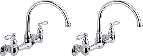 Peerless 2 Handle Wall Mount Kitchen Sink Faucet Chrome P299305lf