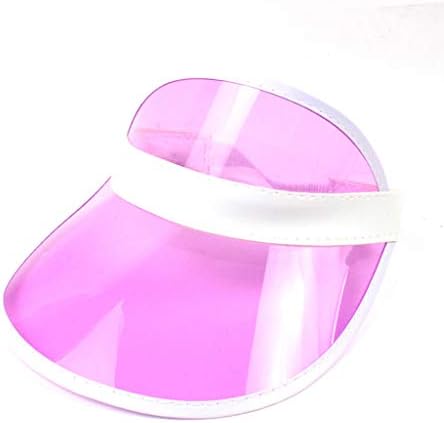 QIUXIAOAA Sunshade Hats For Women, Women Men Transparent Pvc Plastic Sunshade Hat Frosted Sweet Candy Color Empty Open Top Sports Beach Sun Visor Cap Strap Back,7