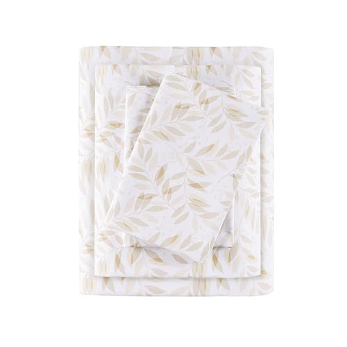 Madison Park Essentials - Juego de sábanas de algodón 100% algodón, Transpirables y Suaves, diseño Impreso, con Bolsillo elástico, se Adapta a colchones de hasta 17 Pulgadas, para Todas Las