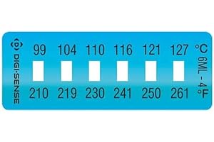 Digi-Sense Irreversible 6-Point Horizontal Temperature Label, 210-261F/99-127C; 10/Pk