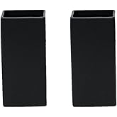 Serene Spaces Living Matte Black Square Ceramic Vases, Modern Flower Vases for Wedding Centerpieces, Home Decor, Office Styling & Event Table Accents, 3" Square x 6" Tall, Set of 2