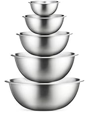 Stainless Steel Mixing Bowls (Set of 6) Stainless Steel Mixing Bowl Set - Easy To Clean, Nesting Bowls for Space Saving Storage, Great for Cooking, Baking, Prepping
