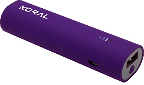 Koral 3350 Portable Charger - 3350mAh Lipstick Size Power Bank (External Battery)  for Iphone 6, 7, 8, X , Samsung Galaxy, & all Android - Purple