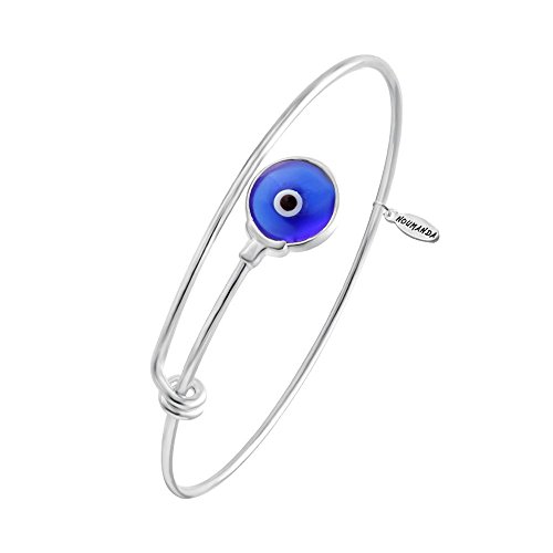 NOUMANDA Multicolor Turkish Evil Eyes Bracelet Bangles Summer Style Adjust Expandable Wire Bangles for Women Gift Jewelry (Blue )