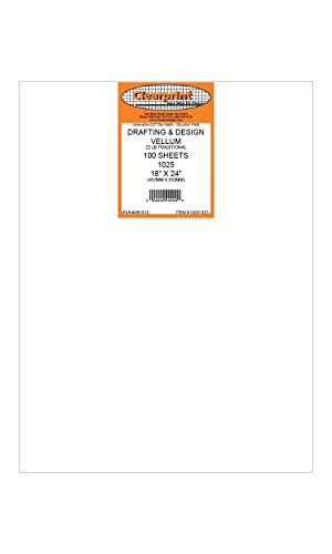 Clearprint 1025 Vellum Sheets, 22 Lb, 18 x 24 Inches, 100 Sheets Per Pack, 1 Each (13201522)