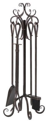 Panacea Fireplace Tool Set 5 Piece, Scroll Design 29 " X 10 " X 10 " Brushed Bronze at Amazon