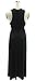 Velius Women Sexy Hollow Out Halter Wrap Sleeveless Plain Pleated Slit Casual Long Maxi Dress (Medium, Black)