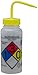 SP Bel-Art GHS Labeled Safety-Vented Isopropanol Wash Bottles; 500ml (16oz), Polyethylene w/Yellow Polypropylene Cap (Pack of 4) (F12416-0008)