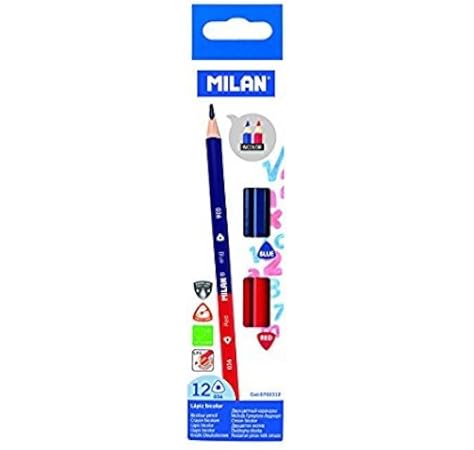 LAPICEROS BICOLOR MILAN TRIANGULARES CAJA DE 12 UNIDADES: Amazon.es: Oficina y papelería