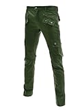 TheLees Men's Slim Straight Pocket Point Stretchy Cargo Pants