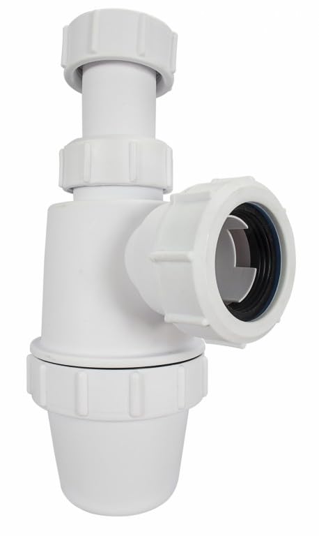 PlumbEZ Telescopic Adjustable Bottle Trap - 32mm (1.1/4") Sink Waste Trap with Internal Pipe Support - 3 Year Warranty