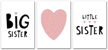 子供ポスターピンクハートプリント姉妹保育園壁アートキャンバス絵画ミニマリスト赤ちゃん子供寝室