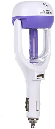 Car Humidifier, Mini USB Car Charger Humidifier Aroma Diffuser Air Freshener Purifier Aromatherapy Mist Maker with 180 Degree Rotation, Suit for Water Soluble Essential Oils, Water Purple