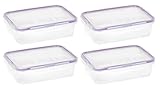 Snapware 1098447 4.5-Cup Airtight Rectangle Container with Purple Seal, Pack of 4 Containers