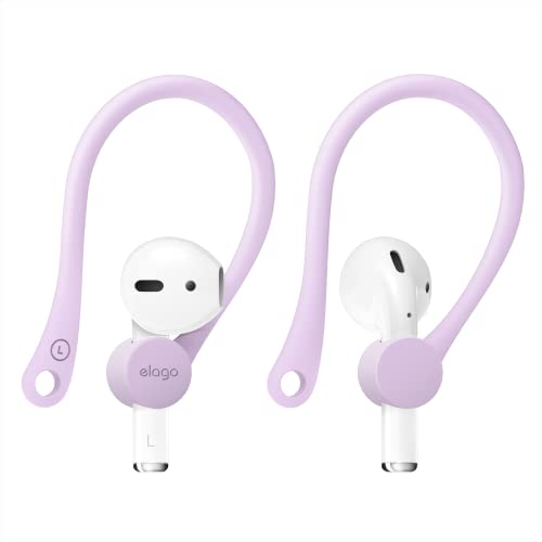 elago Ear Hooks Designed for AirPods Pro & 3, 2, 1, Anti-Slip Earbud Accessories, Comfortable Fit, Ergonomic Design, Durable TPU Construction, Perfect for Exercising [Lavender]